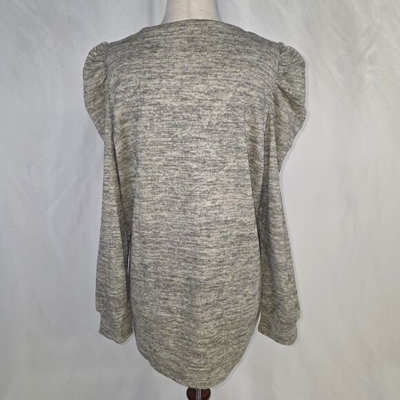 Fashion Blouson Puff Sleeve Greige Sweatshirt Size Large - Picture 6 of 9